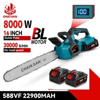 ONEVAN 16Inch Brushless Electric Chainsaw LED Auto Oiling Cordless Woodworking Cutter Garden Tool For Makita 18V Battery Pin