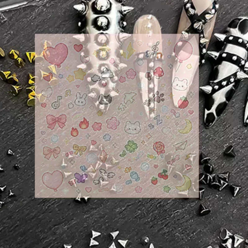 100Pcs Punk Rivet Nail Charms Cone Mixed Sized Nail Art Studs Stylish Alloy Spike 3D DIY Nails Decor