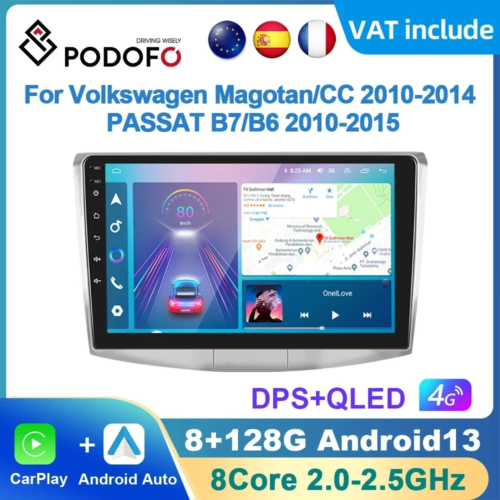 Podofo Android Carplay Car Radio ForVolkswagen VW Passat B6 B7 CC 2007-2015 Android Auto Player GPS Navigation Multimedia Player