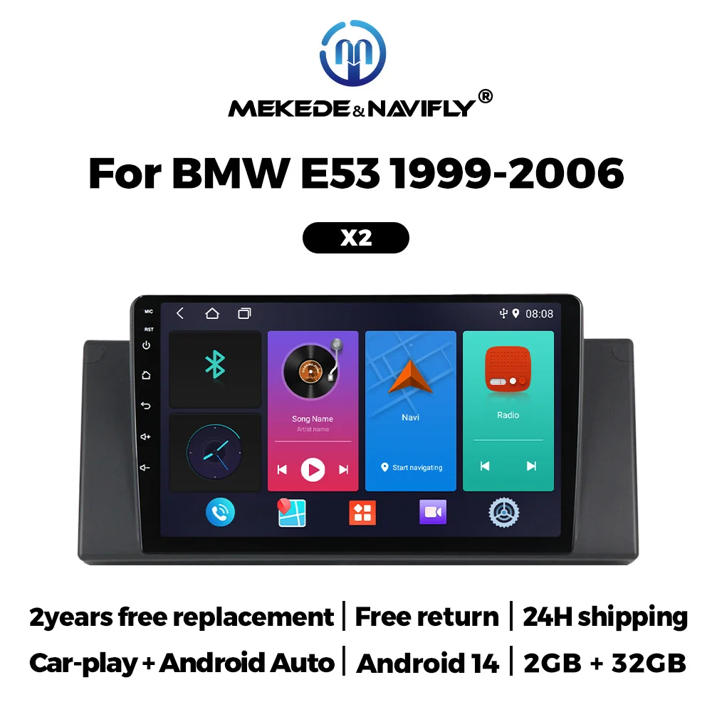 

Android 14 Car Play Android Auto For BMW 5 Series X5 E53 E39 M5 1998-2006 Car Radio Multimedia Player GPS RDS FM Autoradio WIFI