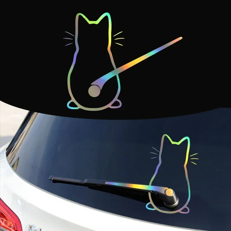 Funny Moving Cat Tail Stickers Art Design Car Rear Window Vinyl Declas Creative Vehicle Windshield Cute Animal Decoration