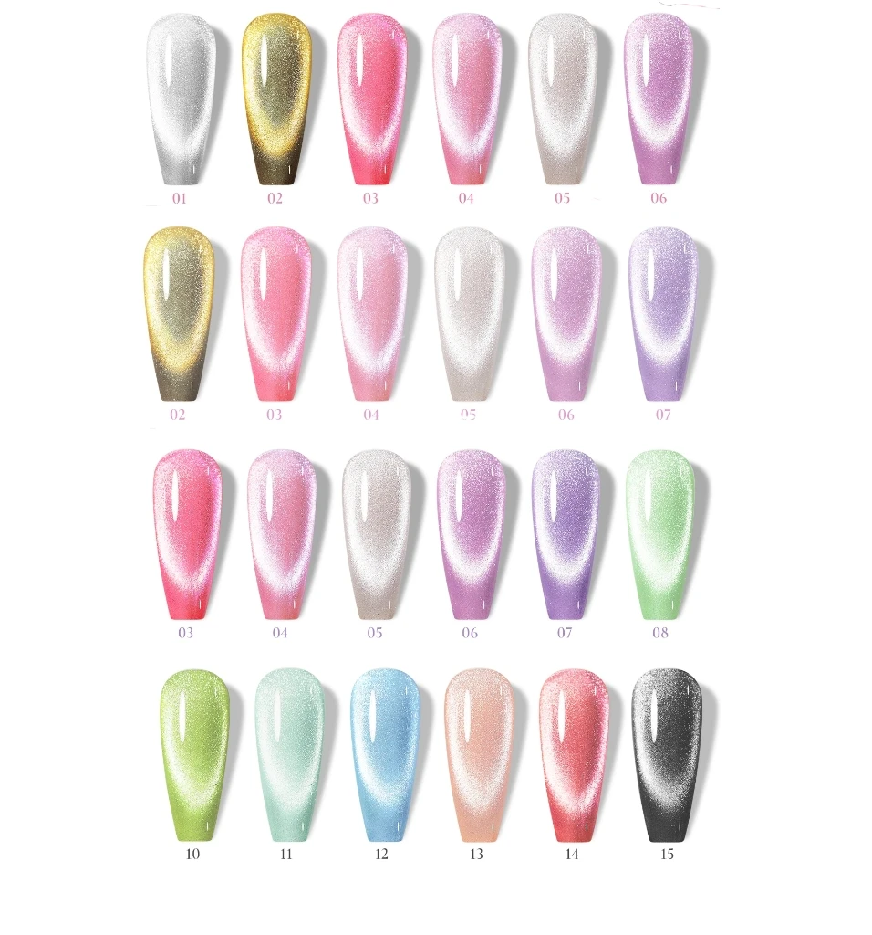 ชุดยาทาเล็บเจลแม่เหล็กโฮโลแกรมแคทอาย 6 ขวด, เจลยูวีกึ่งถาวรที่ถอดออกได้ชุดเล็บเงาพร้อมแม่เหล็ก