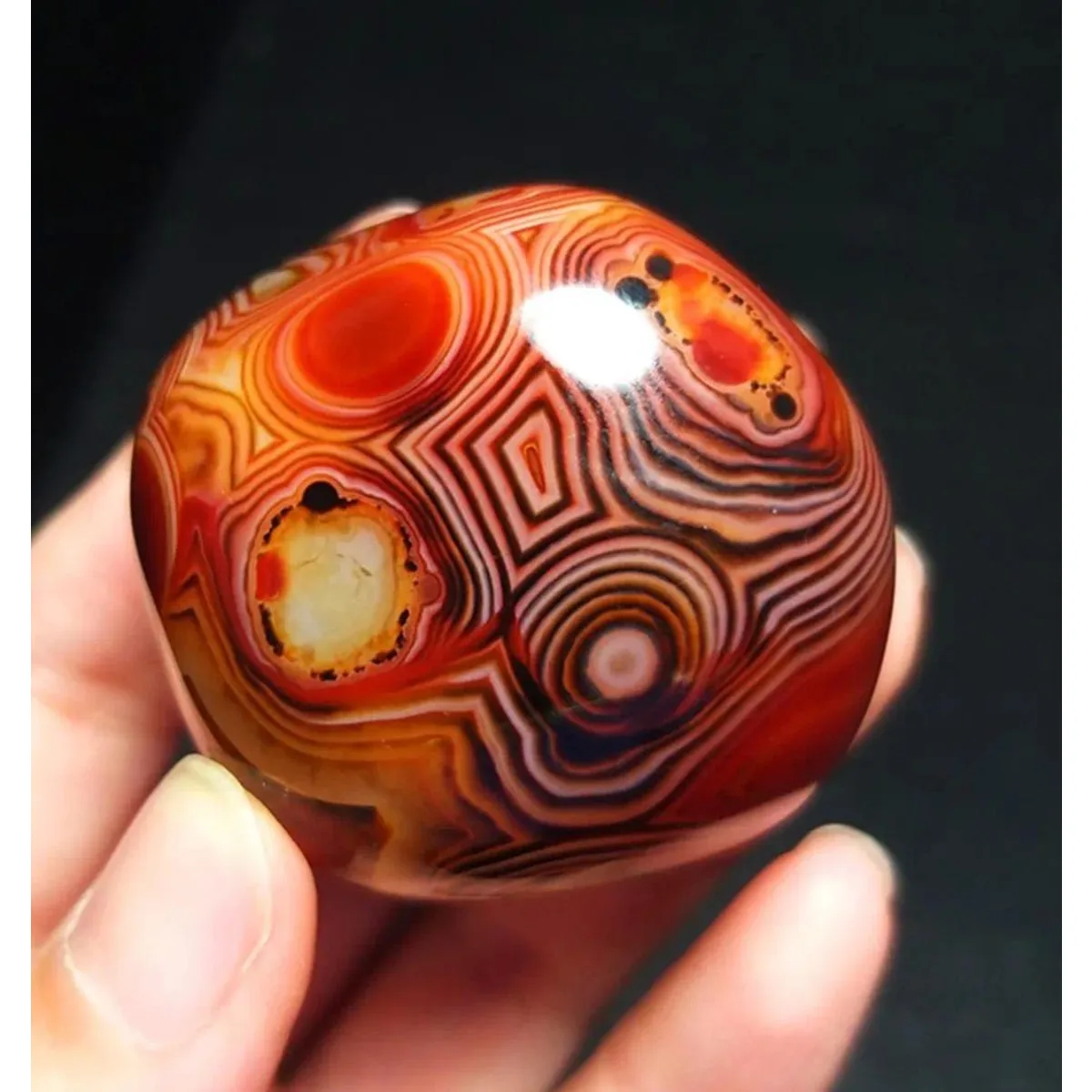 Color Gradient Banded Agate Palm Stone, Tumbled Polished, Rainbow Color, Birthday Gift, Natural Stone, Crystal Collection