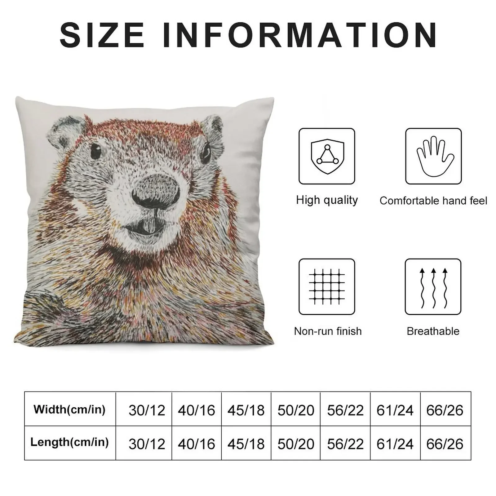 Groundhog ink pen portrait Throw Pillow Cushions For Decorative Sofa Sofa Cushions Cover bed pillows pillow