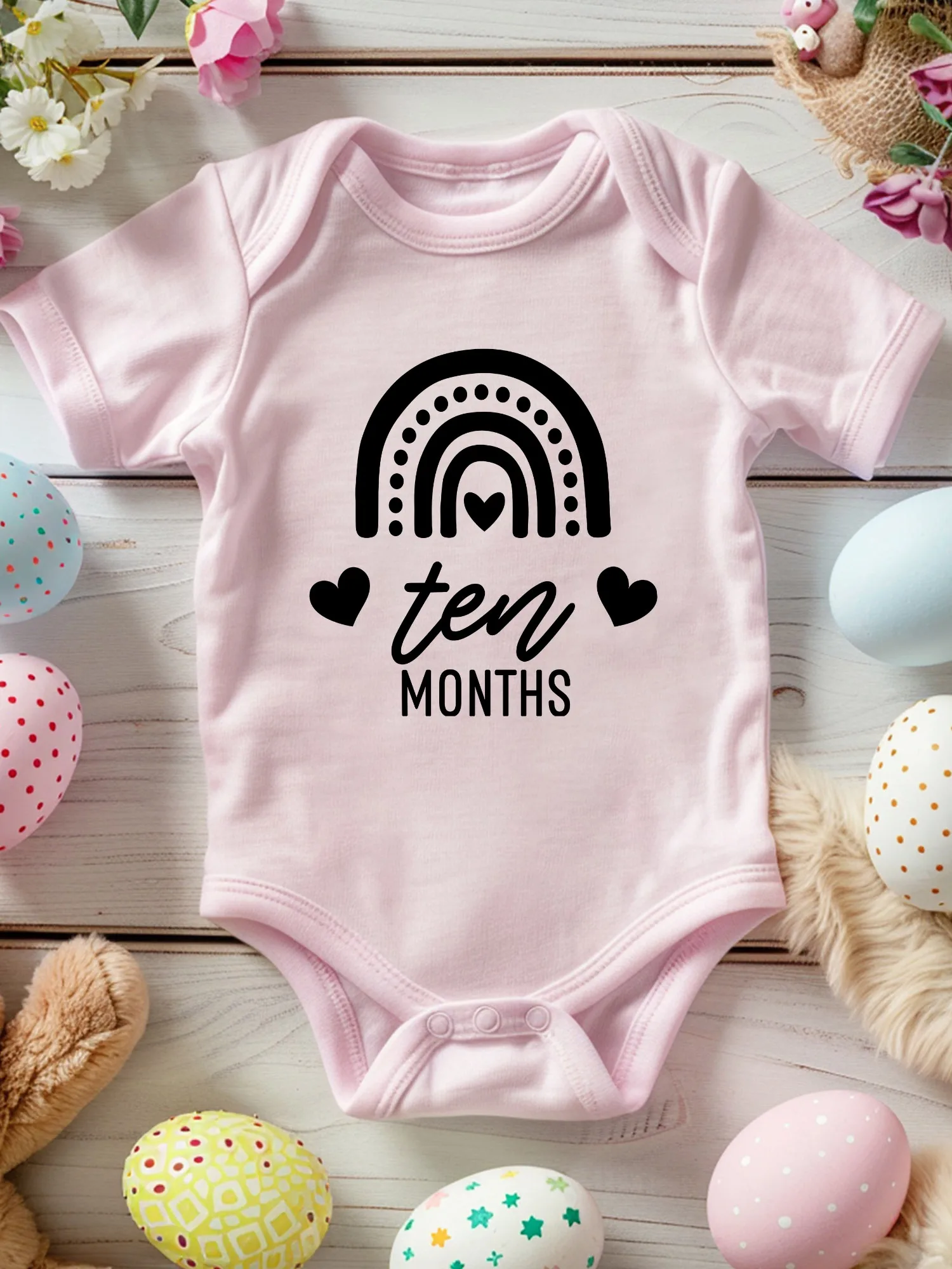 

Детский ползающий костюм унисекс для десять месяцев, мягкий комбинезон из 100% хлопка, всесезонный розовый боди 190GSM