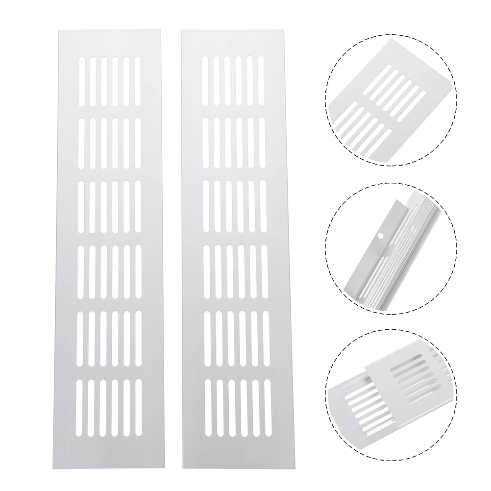 

2 Pcs Air Wind Cabinet Vent Covers Exhaust Furniture Grille Alloy Rectangle Wardrobe Rectangular Silver Shoe