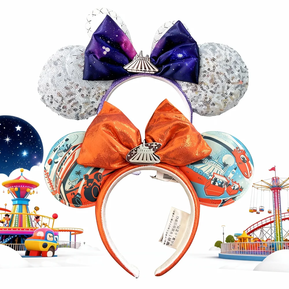 

Повязки на голову с Микки Маусом Диснея, повязка на голову с бантом и блестками, костюм для косплея на Рождество, день рождения, Хэллоуин для женщин