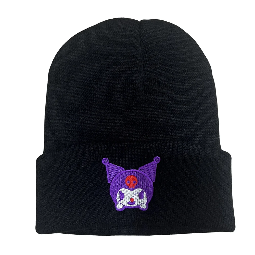 Sanrio Kuromi Melodie Katoen Cartoon Geborduurde Casual Hoeden Gebreide Winter Warme Muts Harde Hiphop Skull Muts Unisex