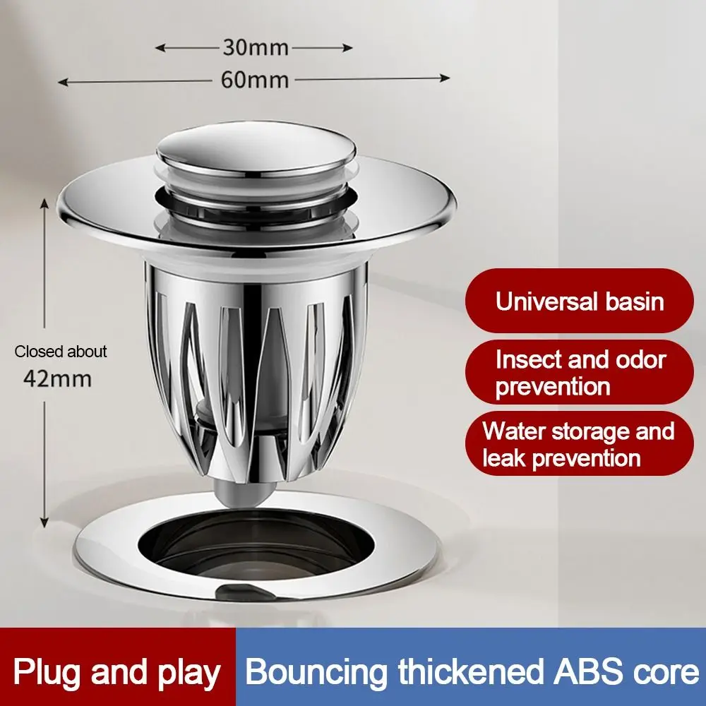 Copper Core Floor Drain Filter Mesh Hair Trap Sealing Cover Pop Up Drain Filter Anti-clog Multifunctional Washbasin Bounce Core