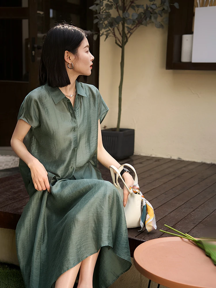 

Modern Pattern Shirt A-Line Skirt Set Women's Summer Fashion Eco-Friendly Fiber Breathable Light Weight Casual Workwear