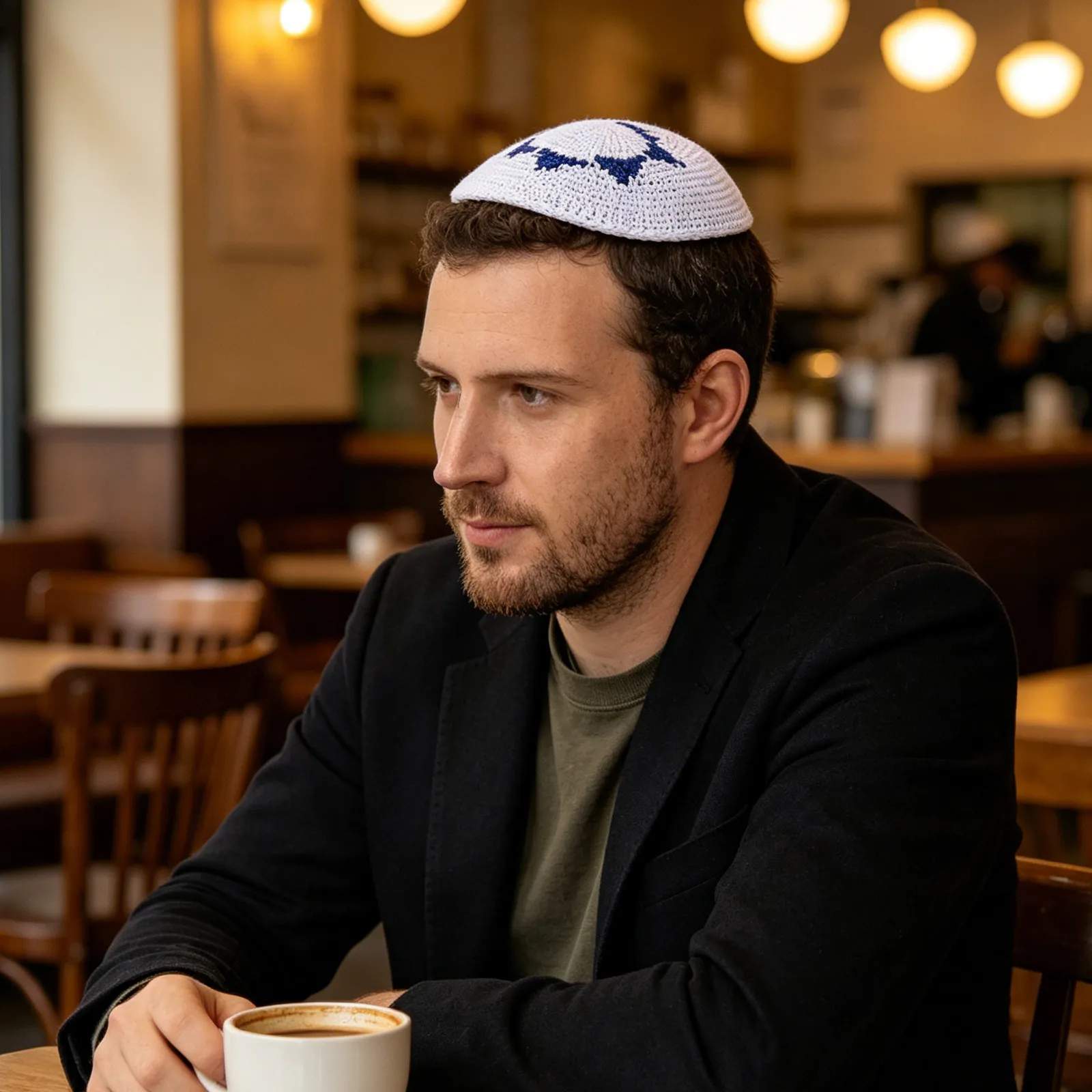 Star of David Embroidered Cotton Kippah Jewish Hat for Men Boys Prayer Worship High Holidays Synagogue Celebrations Judaica Cap
