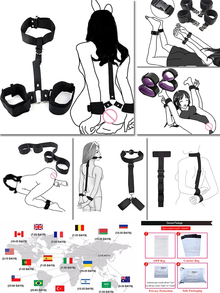 Bondage Kit BDSM Restraints Fetish Erotic Sex Toys For Couples Women Bandage Slave Collars Obedience Handcuffs Master Adult Game