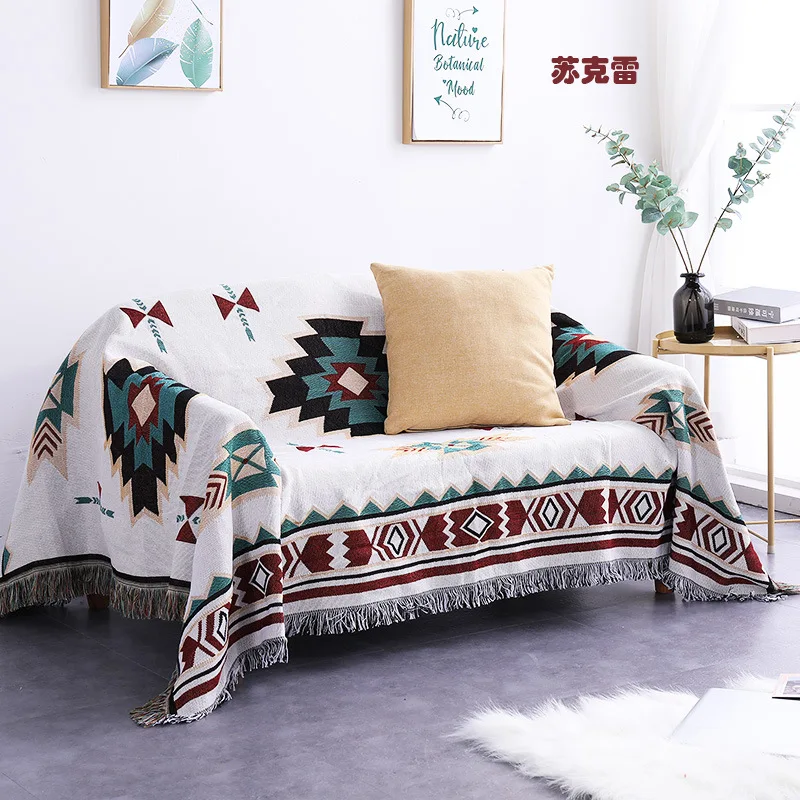 Bohemian Plaid Blanket for Sofa bed Decorative Blanket Outdoor Camping Blanket Boho Sofa cover throw Blanket Picnic With Tassel