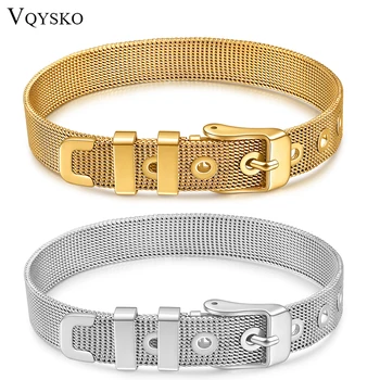 VQYSKO siatka ze stali nierdzewnej bransoletka z paskiem do zegarka klamra bransoletka do układania prezent dla niej prezent dla najlepszego przyjaciela