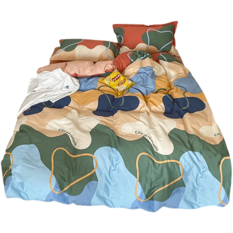 Four-Piece Set Pure Cotton All Cotton Nordic Seattle Printing Household Four-Piece Bedding Set 1.5M Bed  bed set  home