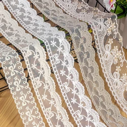 Off White Gold Flower Net Dress Lace Trim, Embroidery Lace Accessories, Double Edge, Fabric Trimming, 2 Yards
