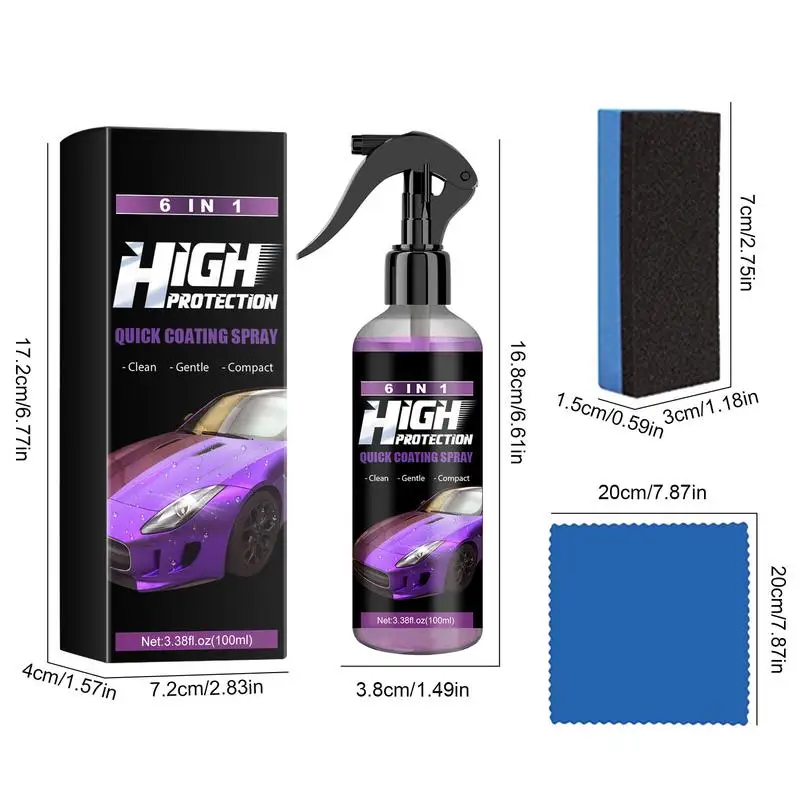 6 In 1 Car Ceramic Coating Spray 100ml Auto Nano Ceramic Coating Car Nano Spray Car Scratch Repair Body Compound Scratch Repair