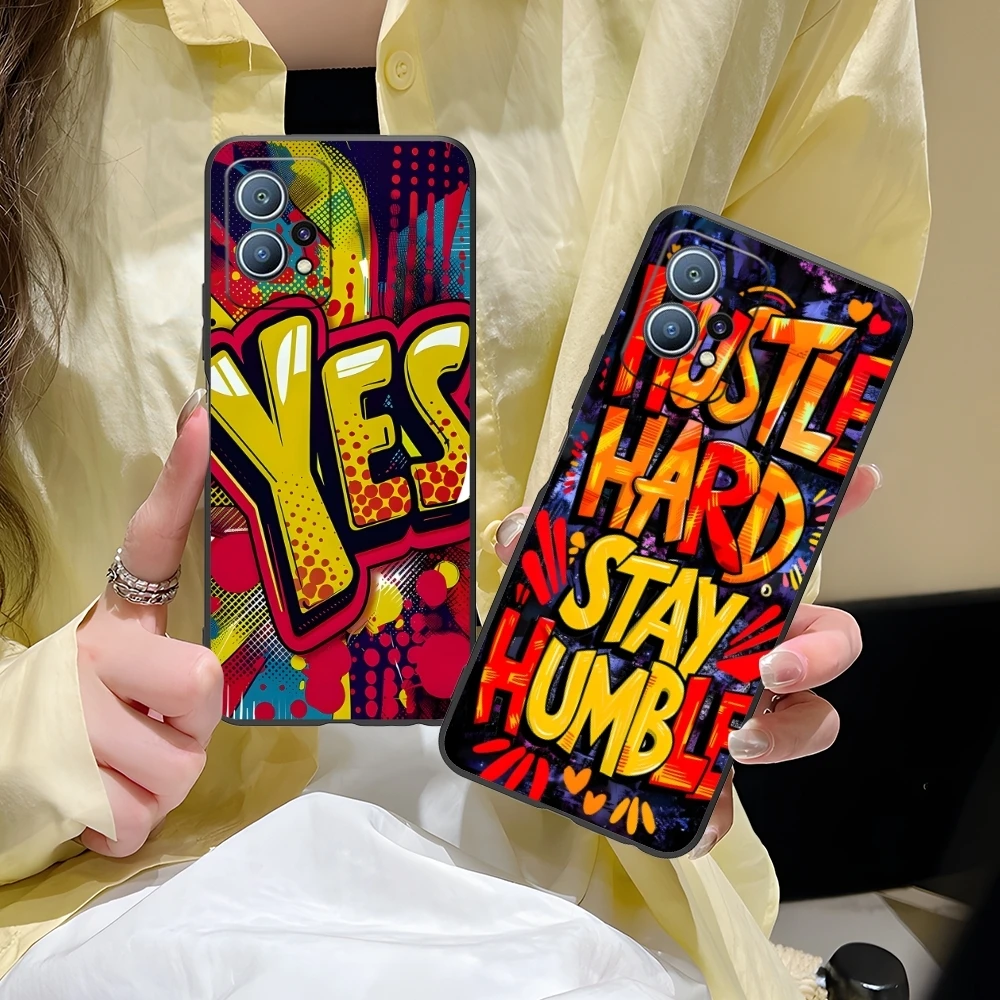 Painting Hustle Positive Mobile Cell Phone Case for Huawei P60 P50 P40 P30 P20 P10 P9 P8 Pro Lite Plus Black Phone Cover Shell