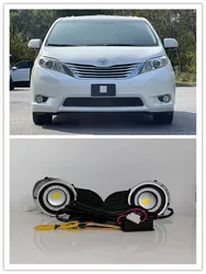 LED Fog Lights Assembly For Toyota Sienna 2011 2012 2013 2014 2015 2016 Front Bumper Fog lamp Replacement Angel Eye Daylight