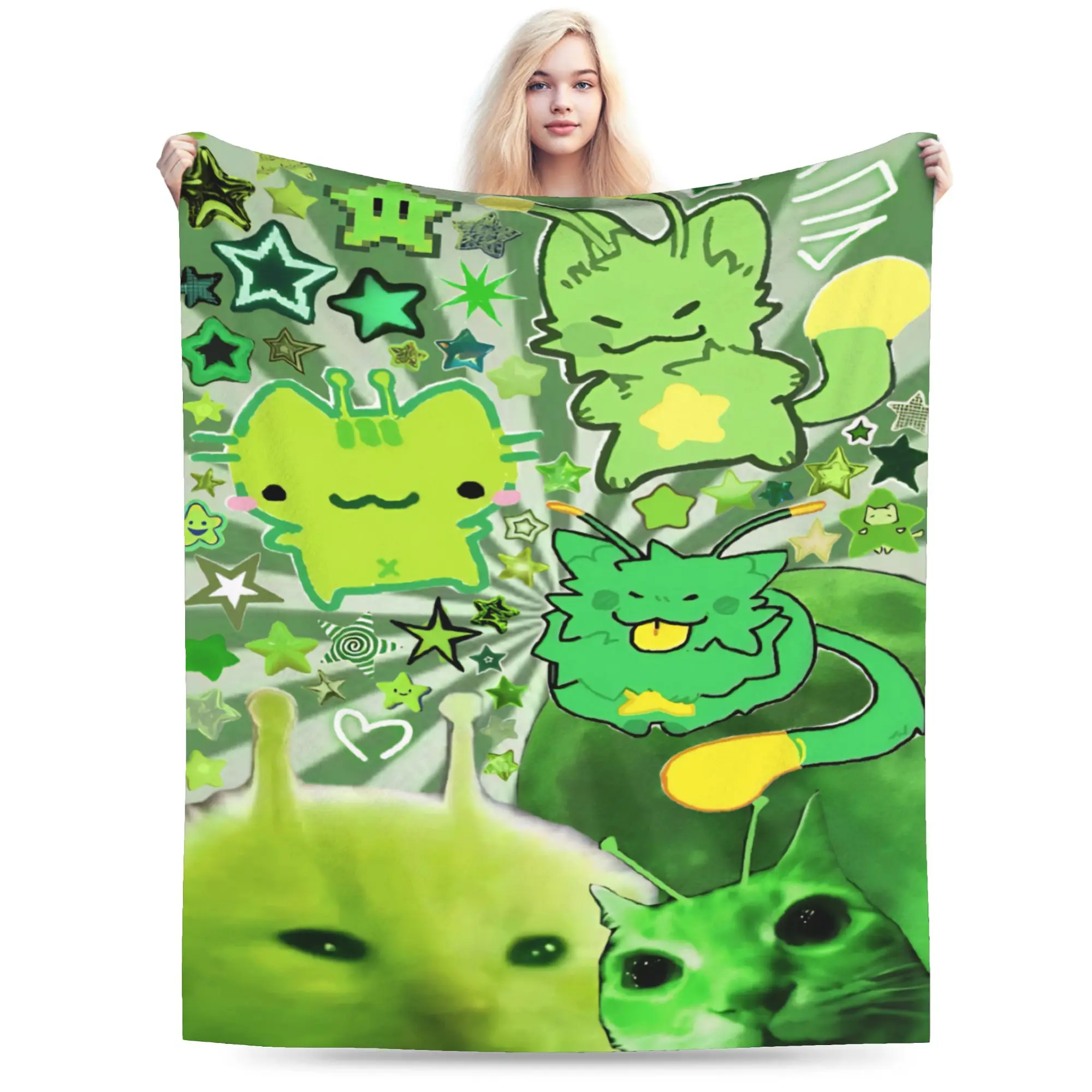 New Arrival Alien Cat cats Blanket Soft Fleece  Relax Throw Blankets Machine Washable