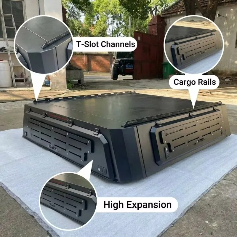 Overland Expedition Aluminum Truck Bed Canopy Tonneau Cover for Toyota Tacoma 5Ft 6Ft Rooftop Tent Ready Flat Platform 4X4