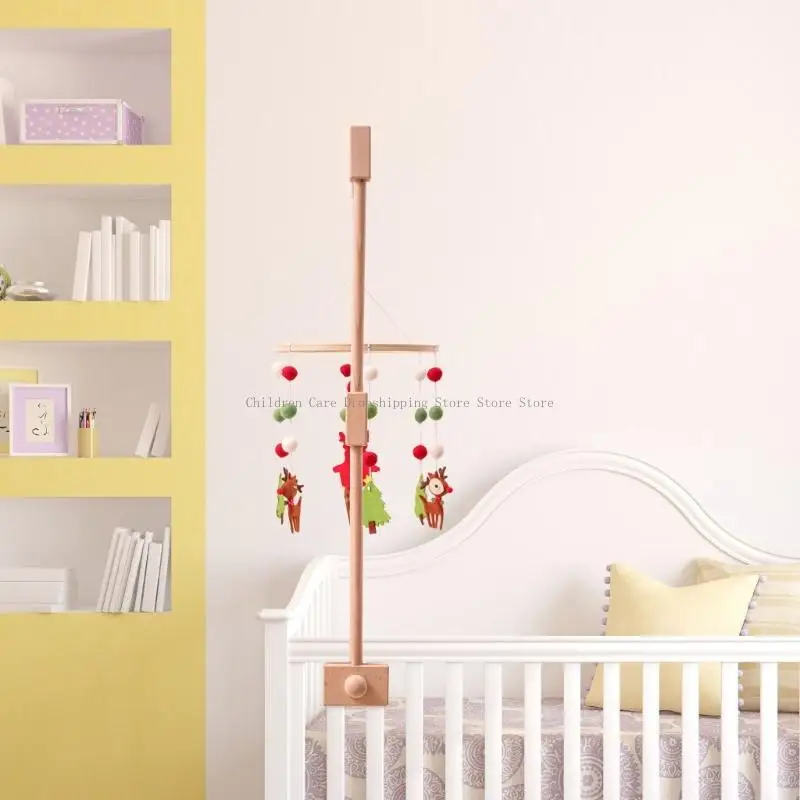 나무 어린이 침대 장난감 걸이 조정 가능한 사각형 스탠드 유아 개발을위한 모바일 팔 브래킷 안전 Bedbell 지원 홀더