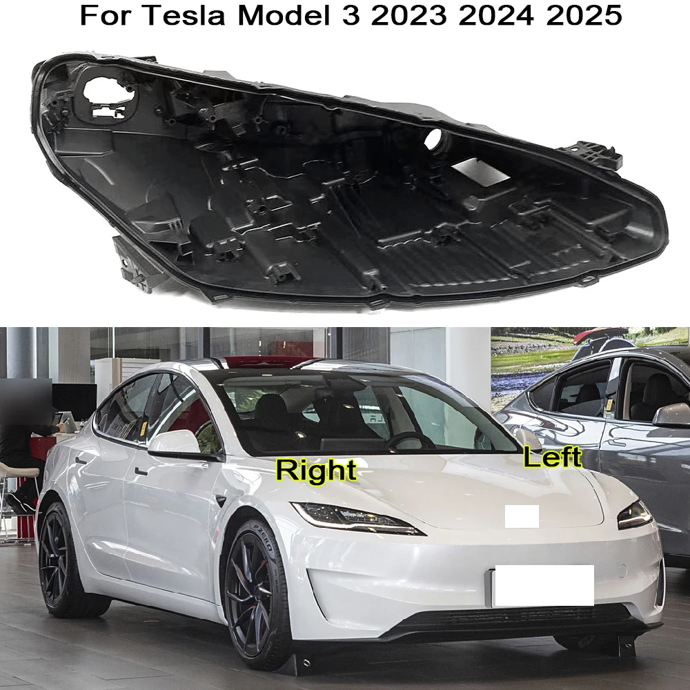 

For Tesla Model 3 2023 2024 2025 Headlight Base Cover Fit Headlamp Rear Shell Car Accessories Lampshade Bottom Shell
