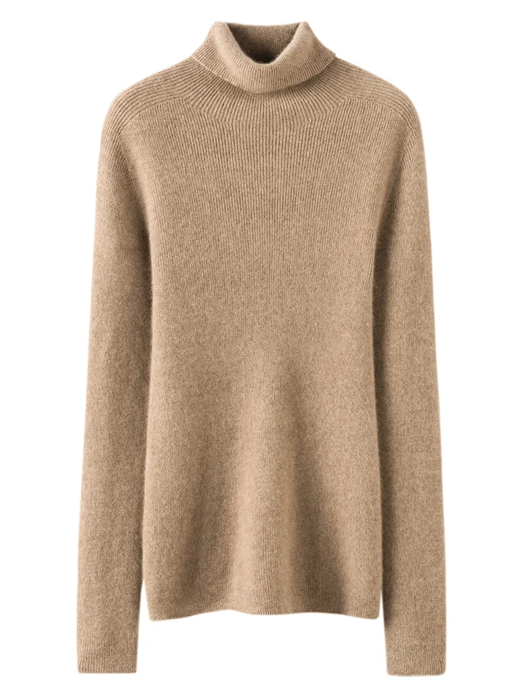 

TLOML New Women 100% Cashmere Sweater Turtleneck Long Sleeve Pullover Autumn Winter Soft Warm Basics Cashmere Knitwear Slim Tops