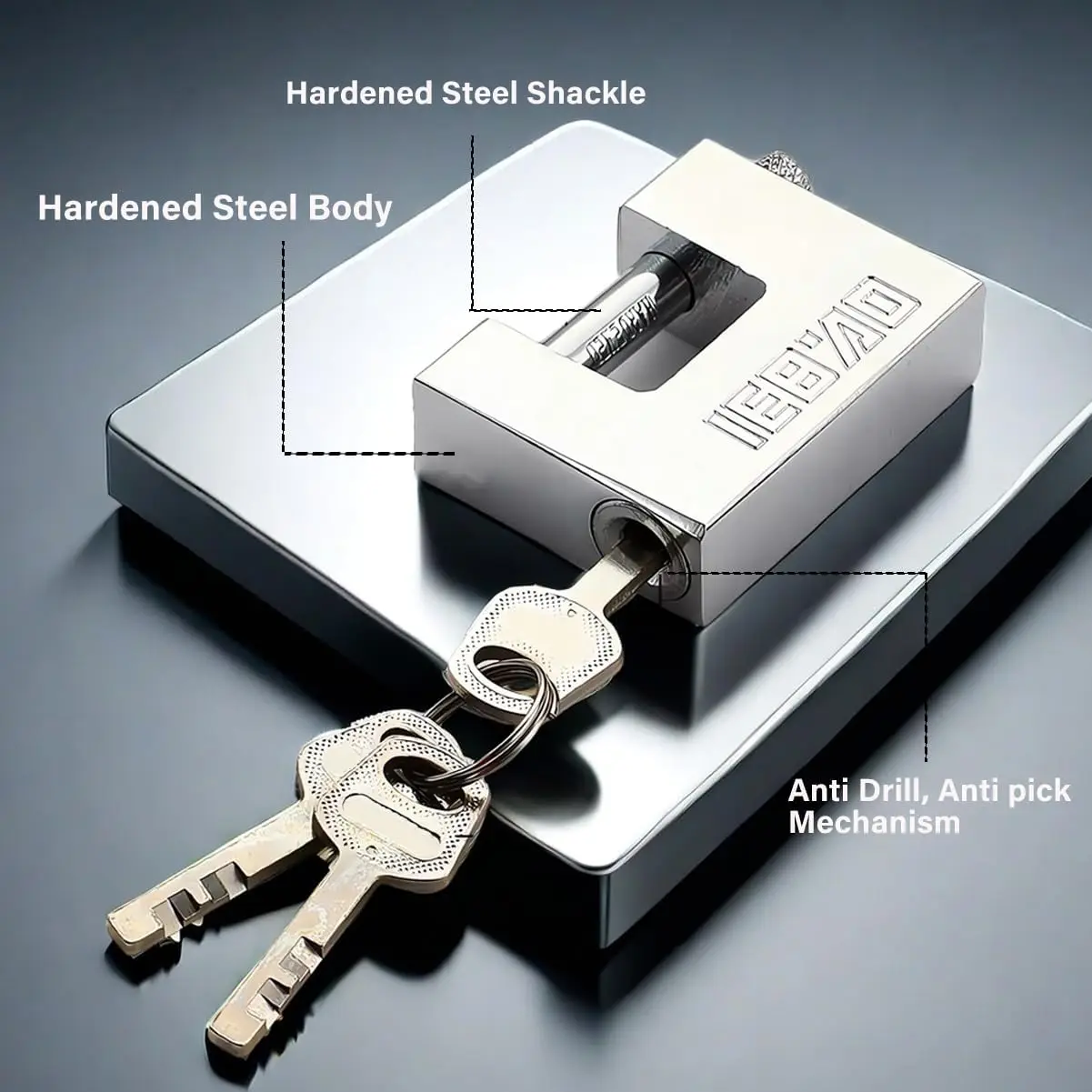 Heavy Duty Lock  Secure Outdoor Resist Cutting, Anti Prying,Rectangular Transverse Opening Padlock For Fences,Gates,Sheds 3 Key