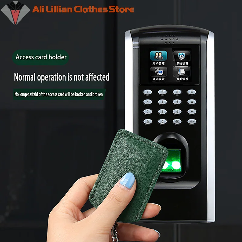 -New Sale.1Pc Leather Card Holder Keychain Key Ring Door Lock Access Tags ID Card Case Keychain Access Card Bag Key Tag Ring