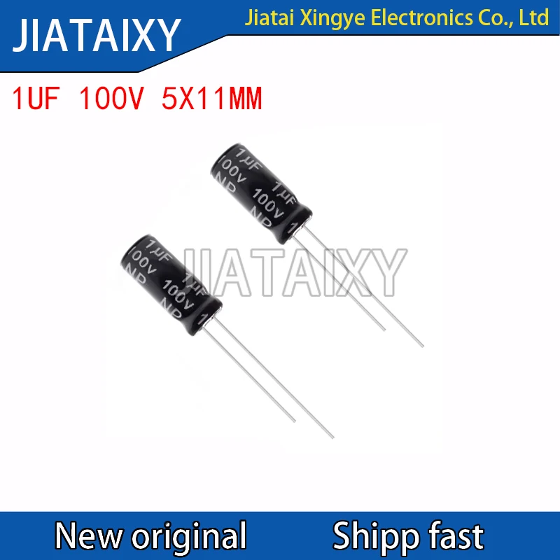 

10Pcs/Lot 100V1UF non-polar NP direct insertion electrolytic capacitor 1UF 100V volume 5X11MM