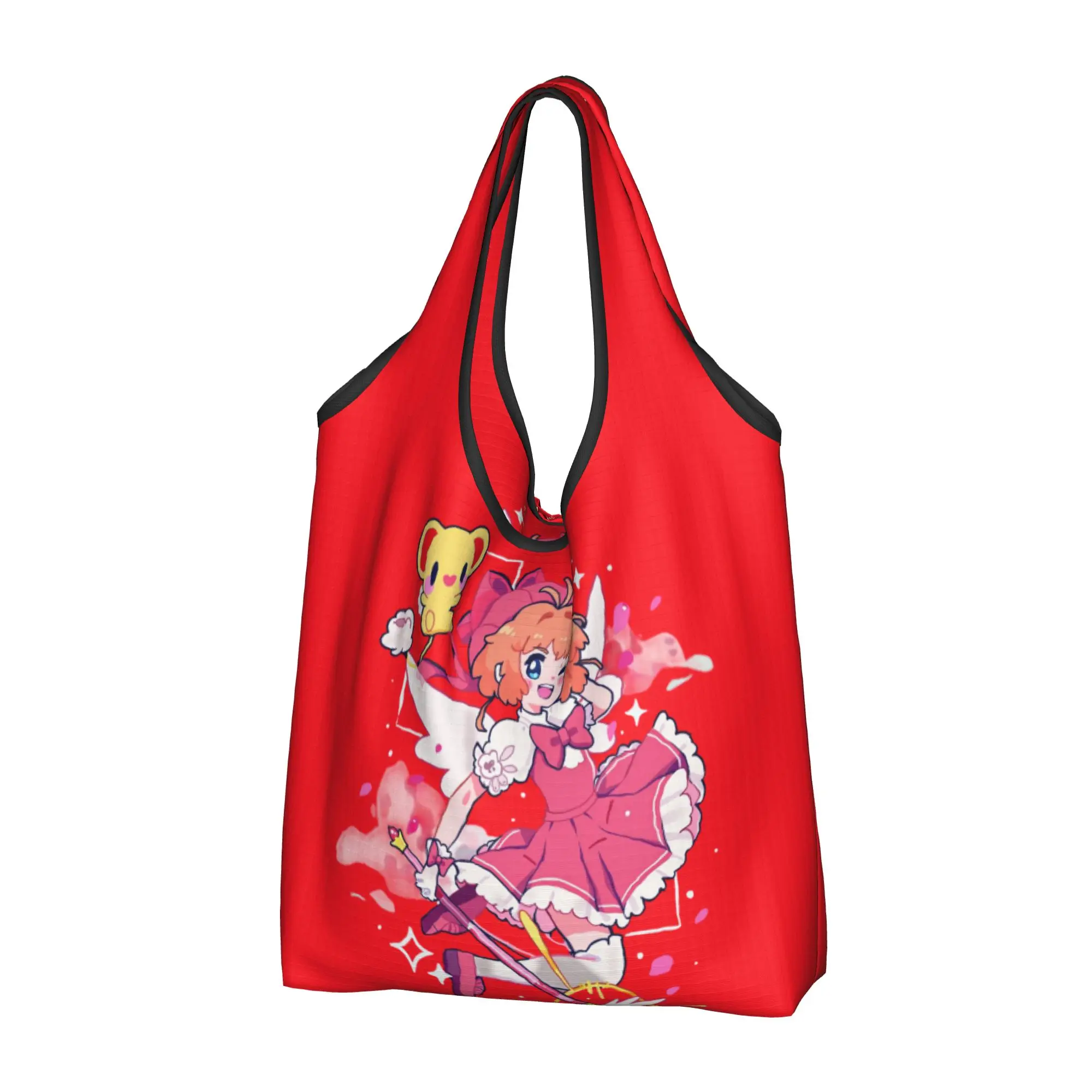 Fashion Cardcaptor SakuraCard Captor Cute Japane  Shopping Tote Bags Portable  Groceries Shopper Shoulder Bag