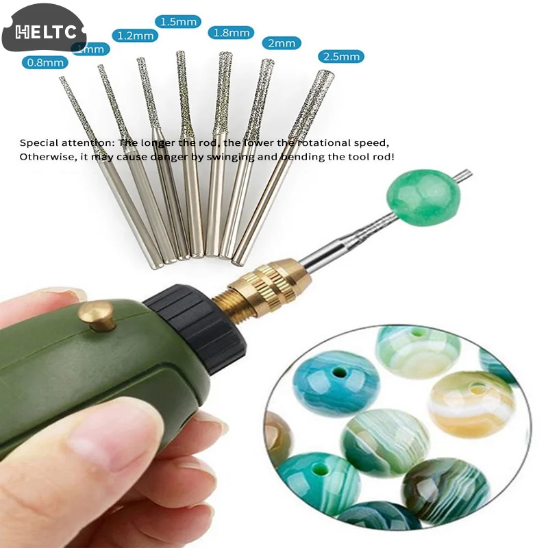 10Pcs Steel and iron 0.8-2.5mm Coated Drill Bits 2.35mm Shank Glass Jade Amber Jewelry Drill Bits For Drilling Glass Woodworking