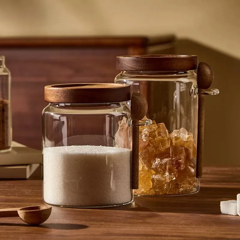 Sugar tank White  storage tank Household  Brown sugar Rock  Moisture-proof food-grade glass sealed jar
