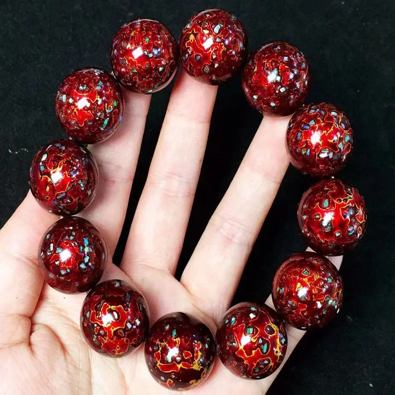 Natural Paint Loose Multi-Treasure Nut Buddha Beads Bracelet Non-Heritage Handicraft Men and Women Portable Lacquerw