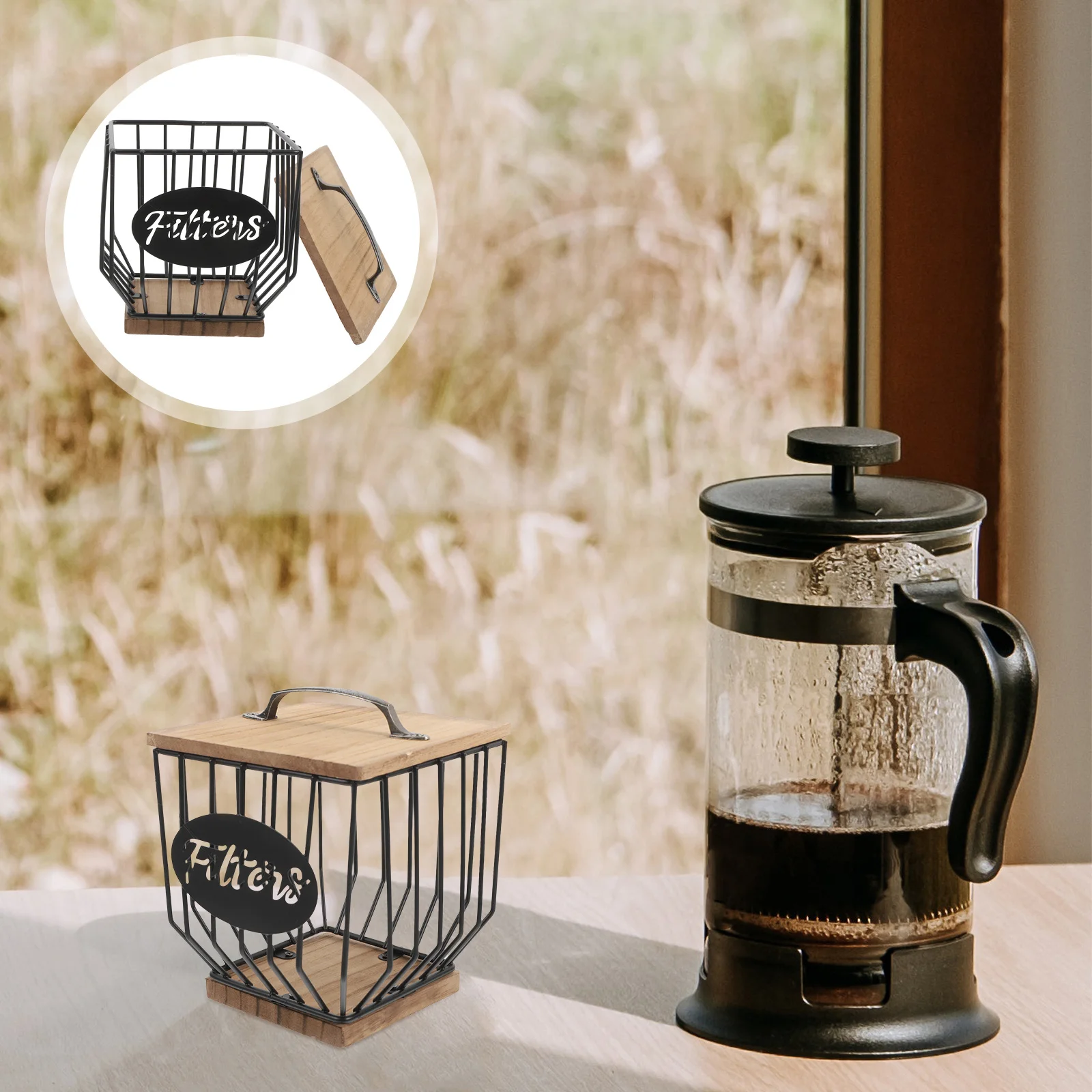 

Wood Filter Lid Pod Organizer Storage Basket For Kitchen Countertop Station Decor Grounds Container Capsule Rack Multi