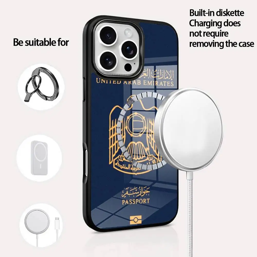 

National Passport Europe Asia Phone Case For IPhone 16 15 14 13 12 11 Pro Max Plus Mini Magsafe Mirror Wireless Magnetic Cover