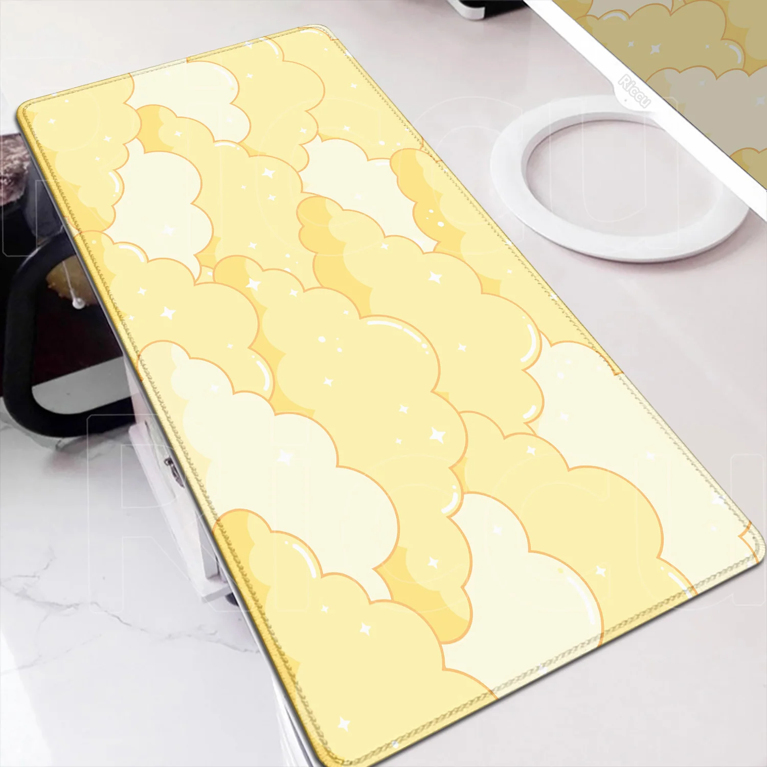 

Yellow Cloud Mouse Pad Gamer Mousepad Large Gaming Keyboard Carpet 1000x500mm Kawaii Cartoon Rubber Mouse Mat Large PC Table Pad