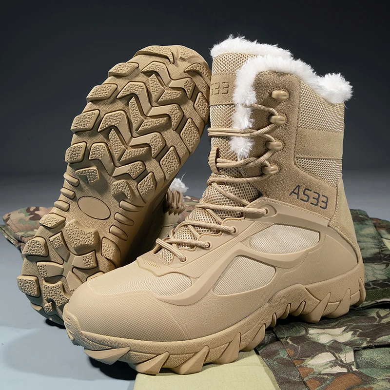 

2025 New Winter Plus Velvet Plus Size Men's and Women's Outdoor Field Training Boots Combat High Top