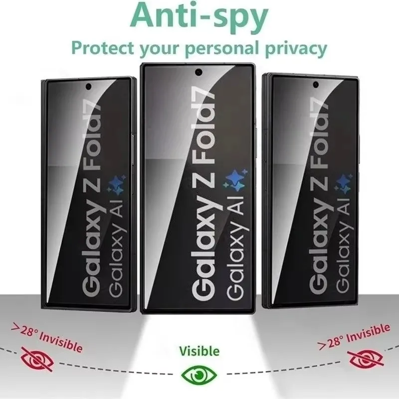 Privacy Tempered Glass Film Compatible with Samsung Z Fold 7 6 5 4, Dustproof Anti-Spy Easy Installation Screen Protector