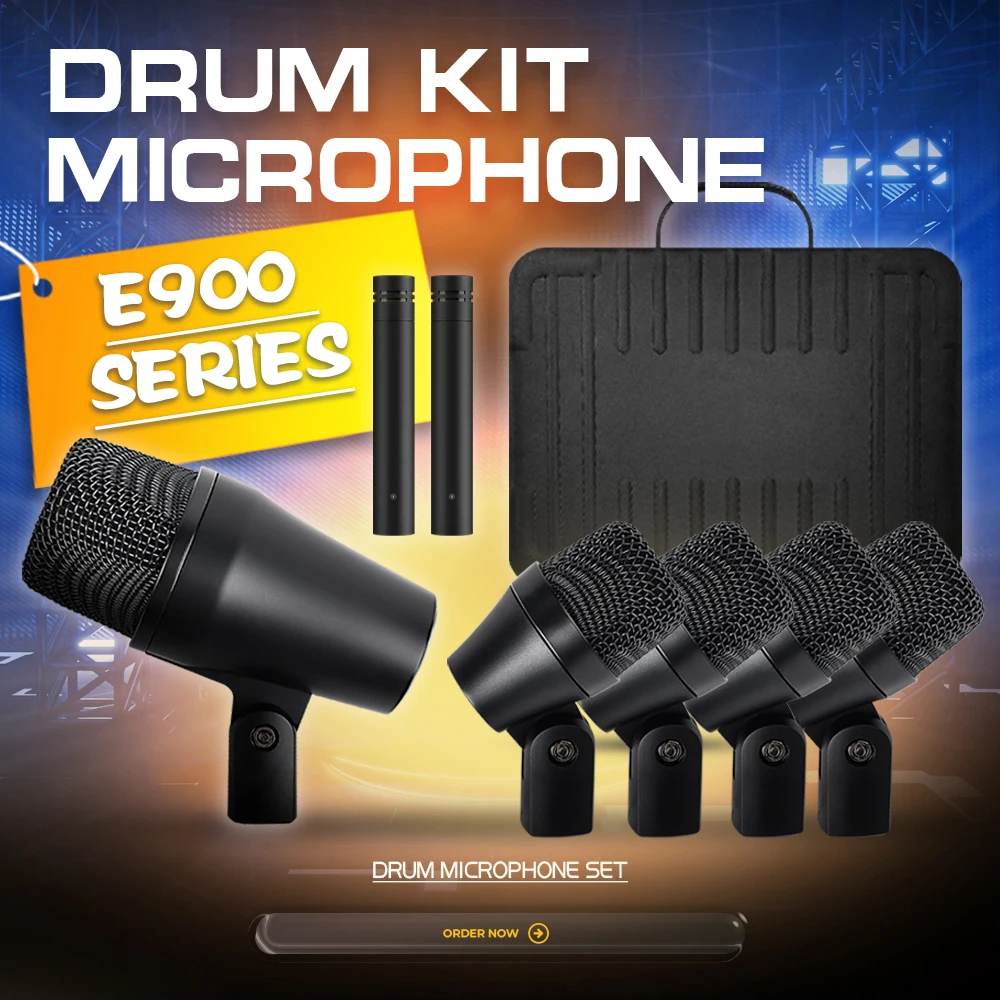 

E900 Wired Dynamic Microphone Professional Cardioid Instrument Drum Kit Mic With Clip For Stage recording Plastick shell