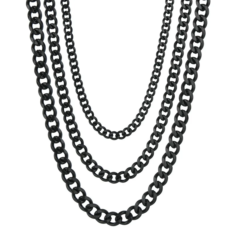 Edelstahl Kubanische Kette Halsketten Für Männer Frauen 3,5 MM 5 MM 7 MM Schwarz Gold Farbe Solide Curb Link kette Punk Mode Schmuck