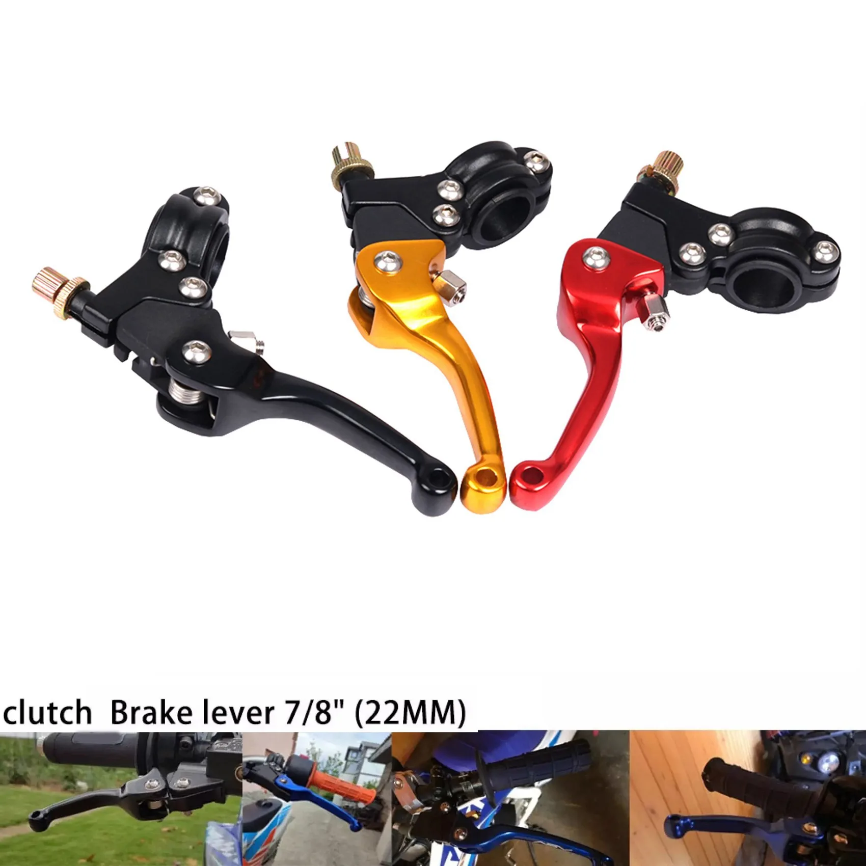 7/8 inch 22mm Universal Adjustable Brake Clutch Levers Short Alloy Brake&Clutch Handlebar Lever for Dirt Pit Bike Black