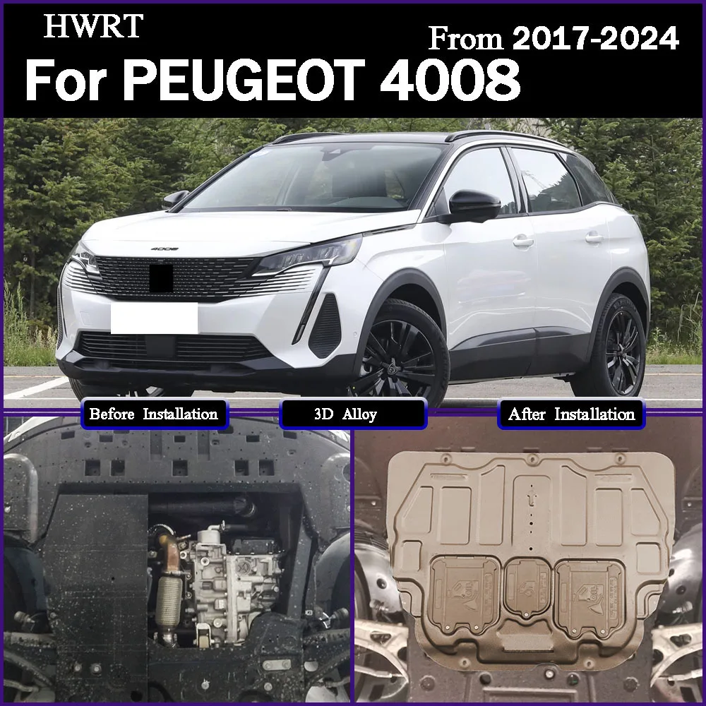 

For PEUGEOT 4008 2017-2024 1.6T 1.8T Under Engine Splash Shield Mud Guard Board Mudguard Black Fender Cover Plate Protect