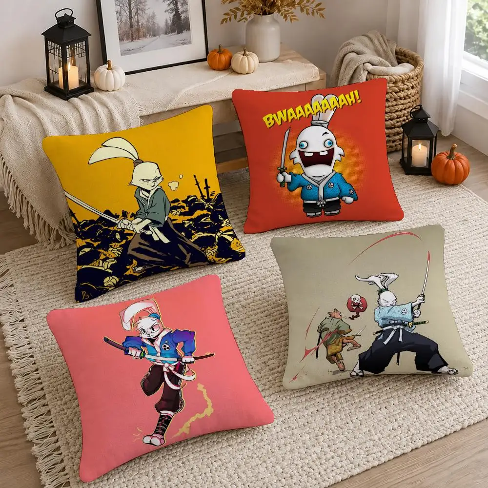 Cool Comic Usagi Yojimbo Cushion Cover Washable Short Plush Pillowcase, Wrinkle Resistant Cushion Cover for Bedroom Decor Gift