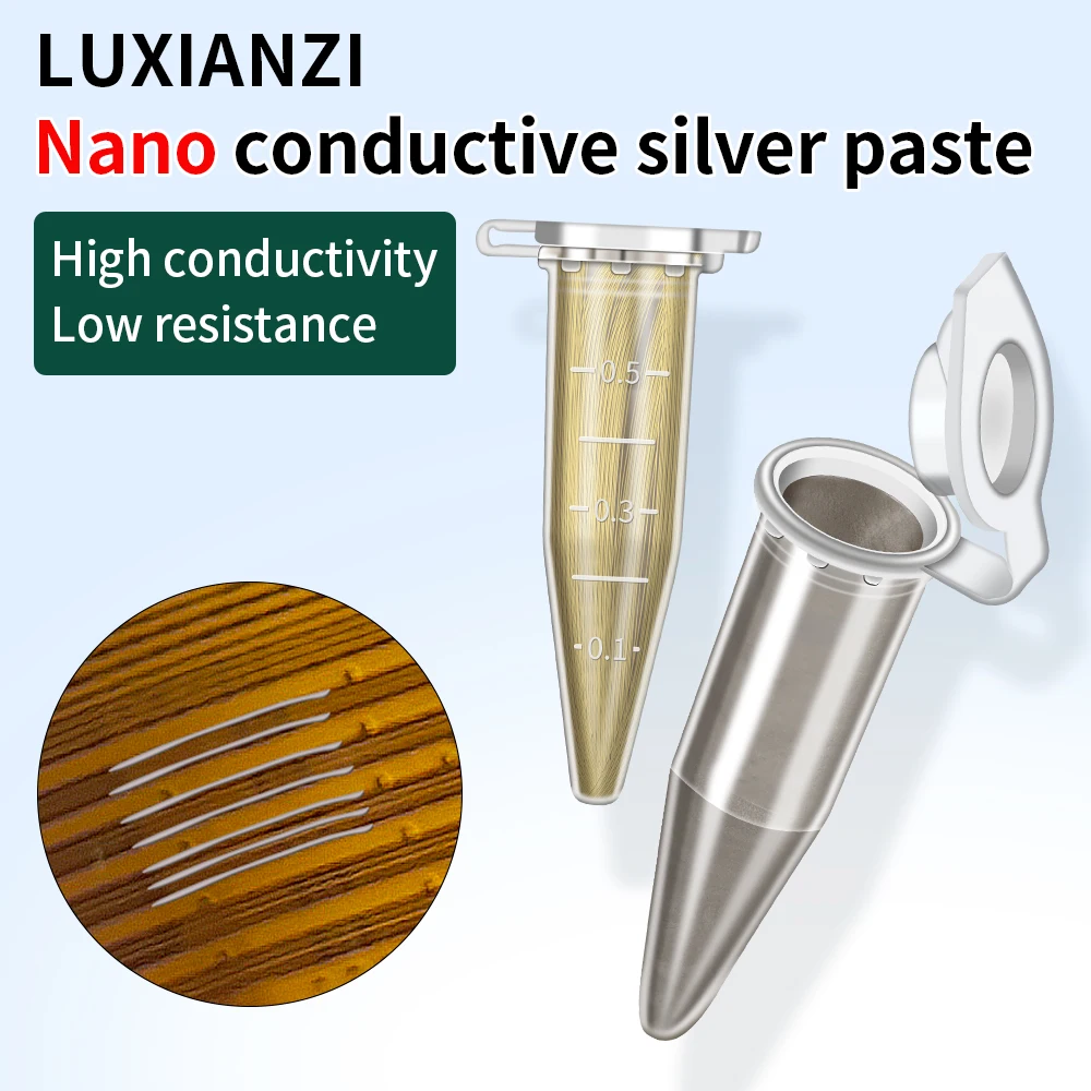 LUXIANZI Conductive Silver Paste for Precision Electronic Phone Flexible Screen Circuit Repair Conductivity ITO Silver Paste