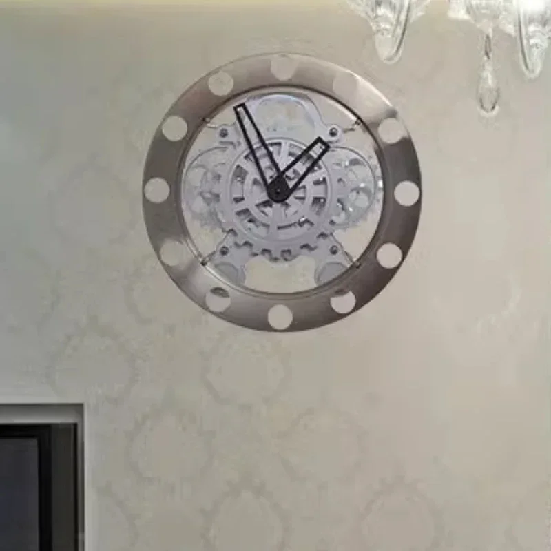 Metal Fashion Wall Clock Unusual Mechanic Design Light Luxury Silent Wall Clock High End Round Hands Reloj De Pared Home Decor