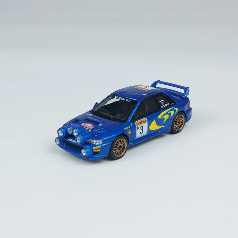 مينيجت 1:64 سوبارو امبريزا WRC98 1998 رالي مونتي كيرلو المكان الثالث # 3 سيارة معدنية زرقاء MGT موديل 975 #3