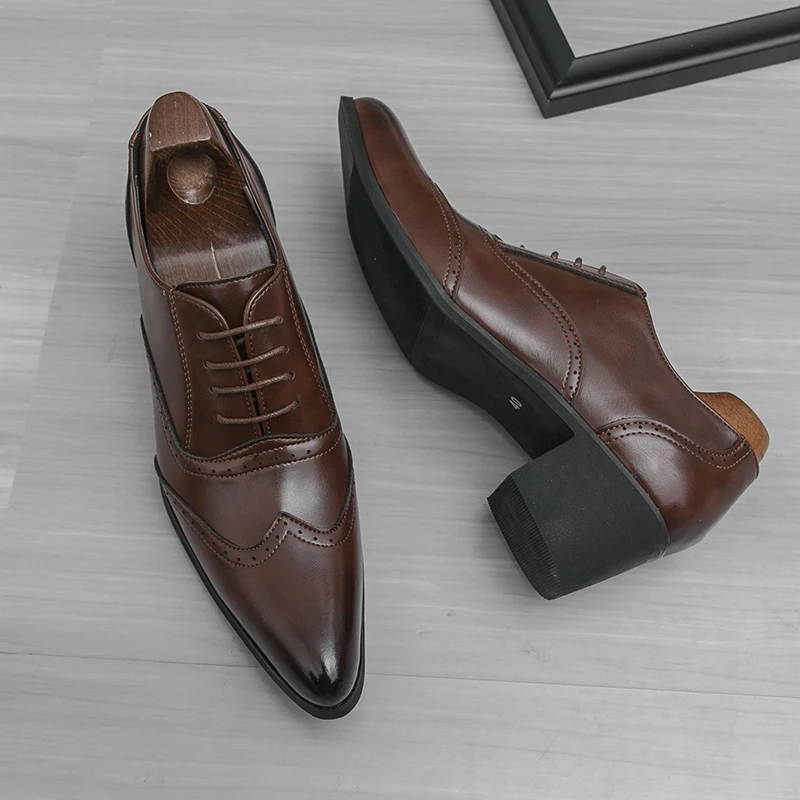 Men's casual leather shoes Gentleman Classic British Style Work leisure party Black brown adult suit Hot selling New versatile