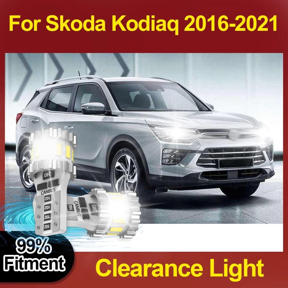 T10 LED Super Bright Bulb W5W Canbus No Error 3400LM Car Clearance Lights 6000K For Skoda Kodiaq 2016 2017 2018 2019 2020 2021